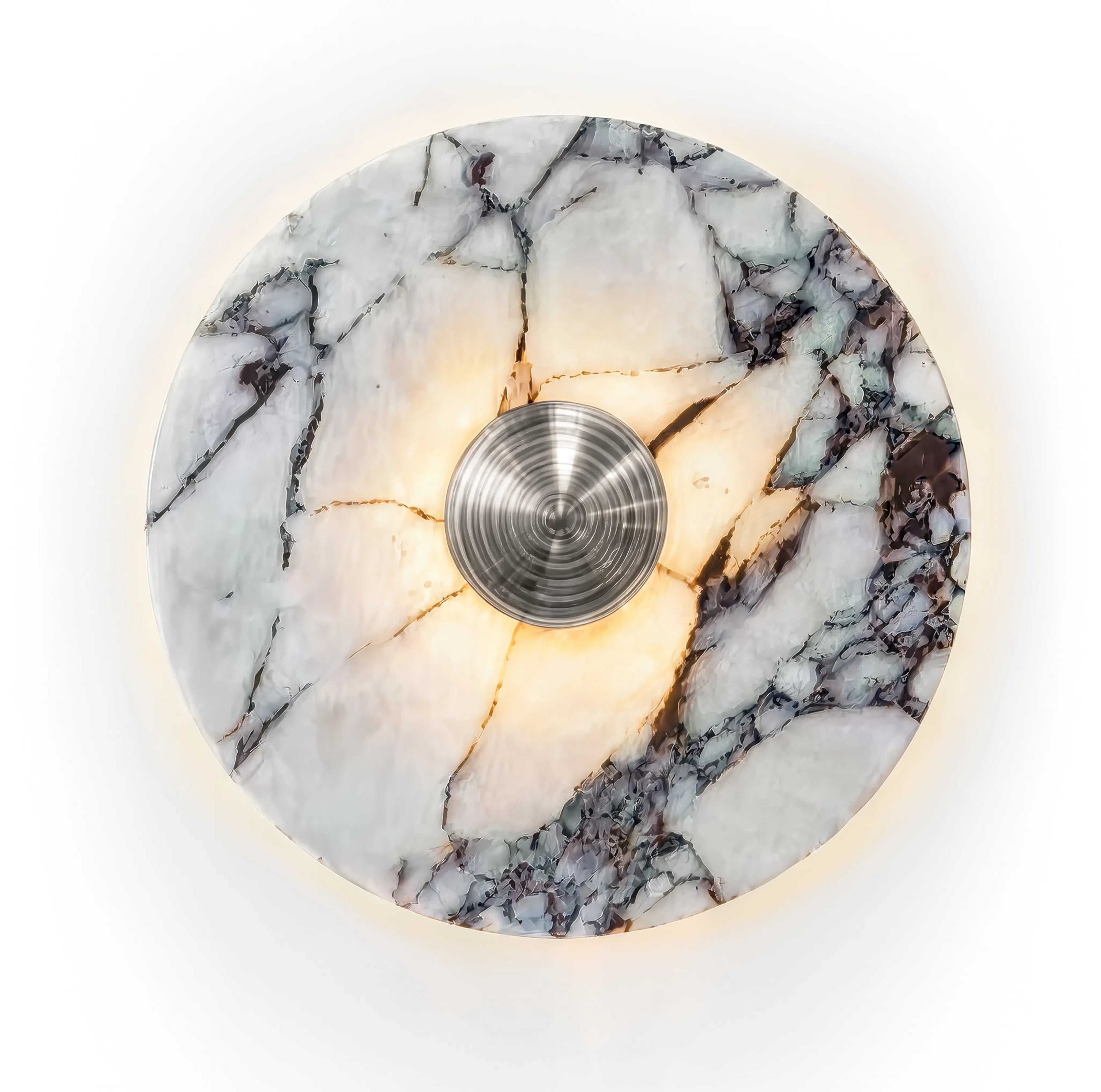 AGATHE | Applique murale ronde en marbre blanc et noir