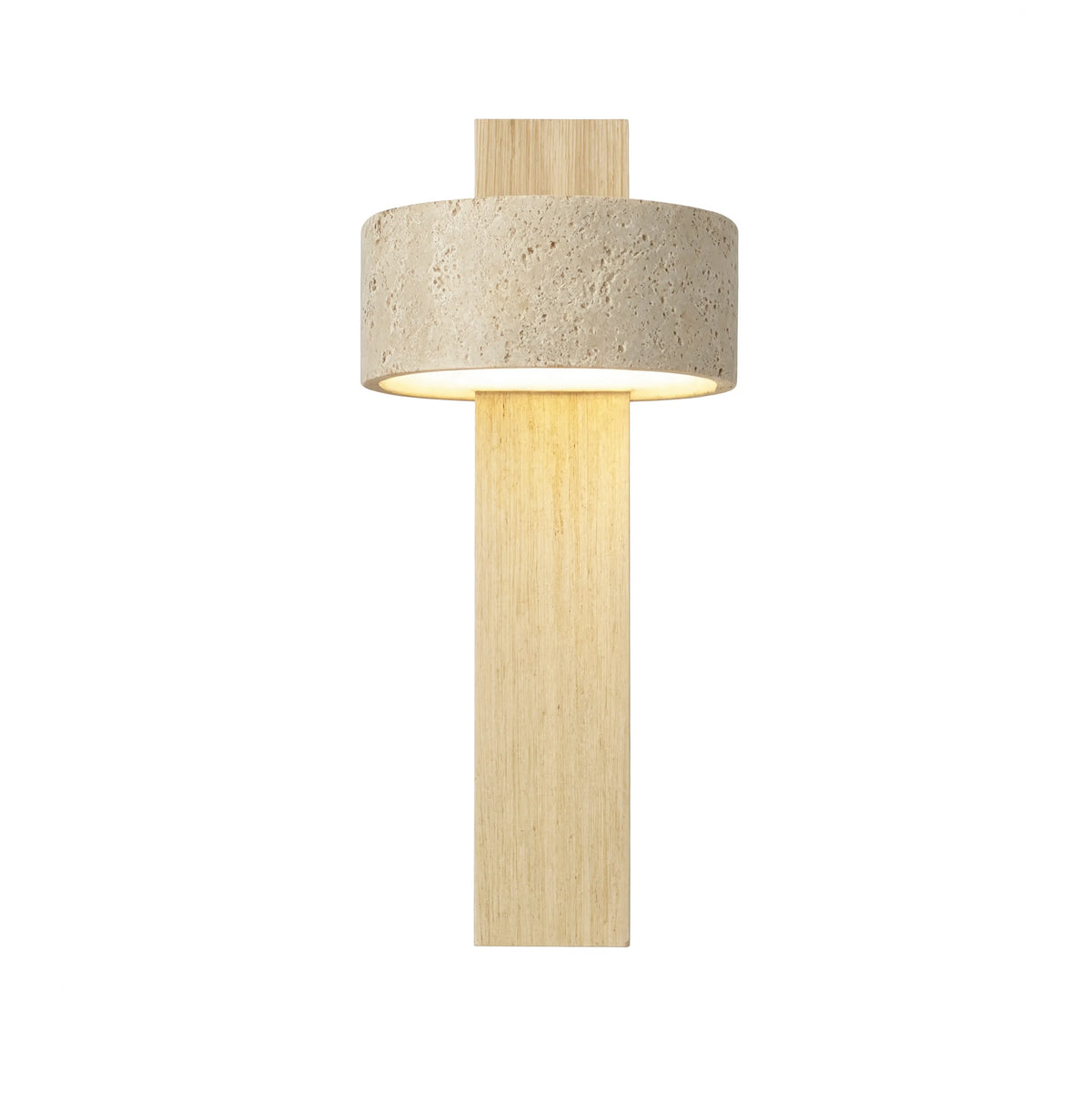 MANON | Applique murale totem en bois et travertin