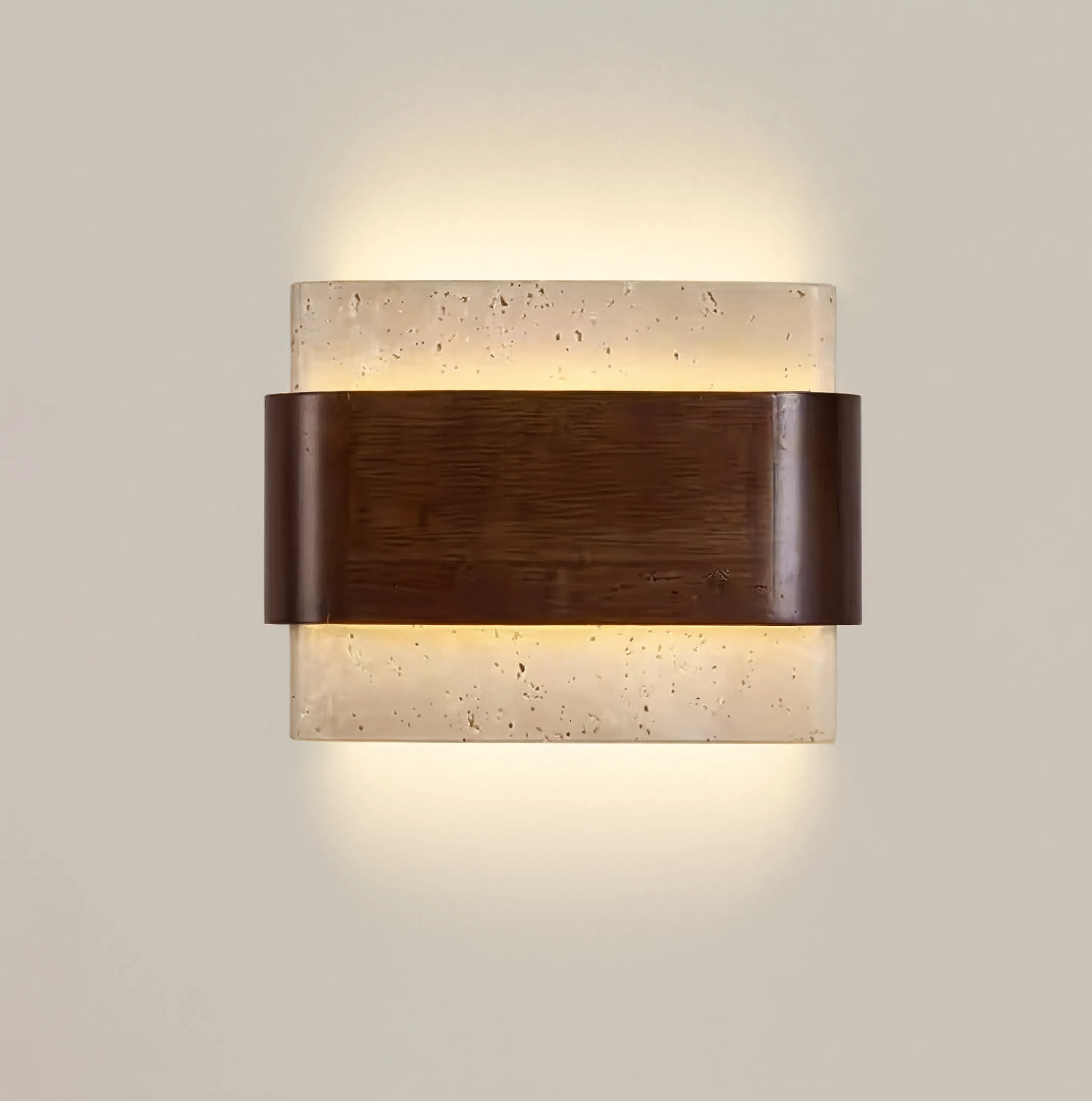 MARGAUX | Applique murale rectangle en travertin et bois