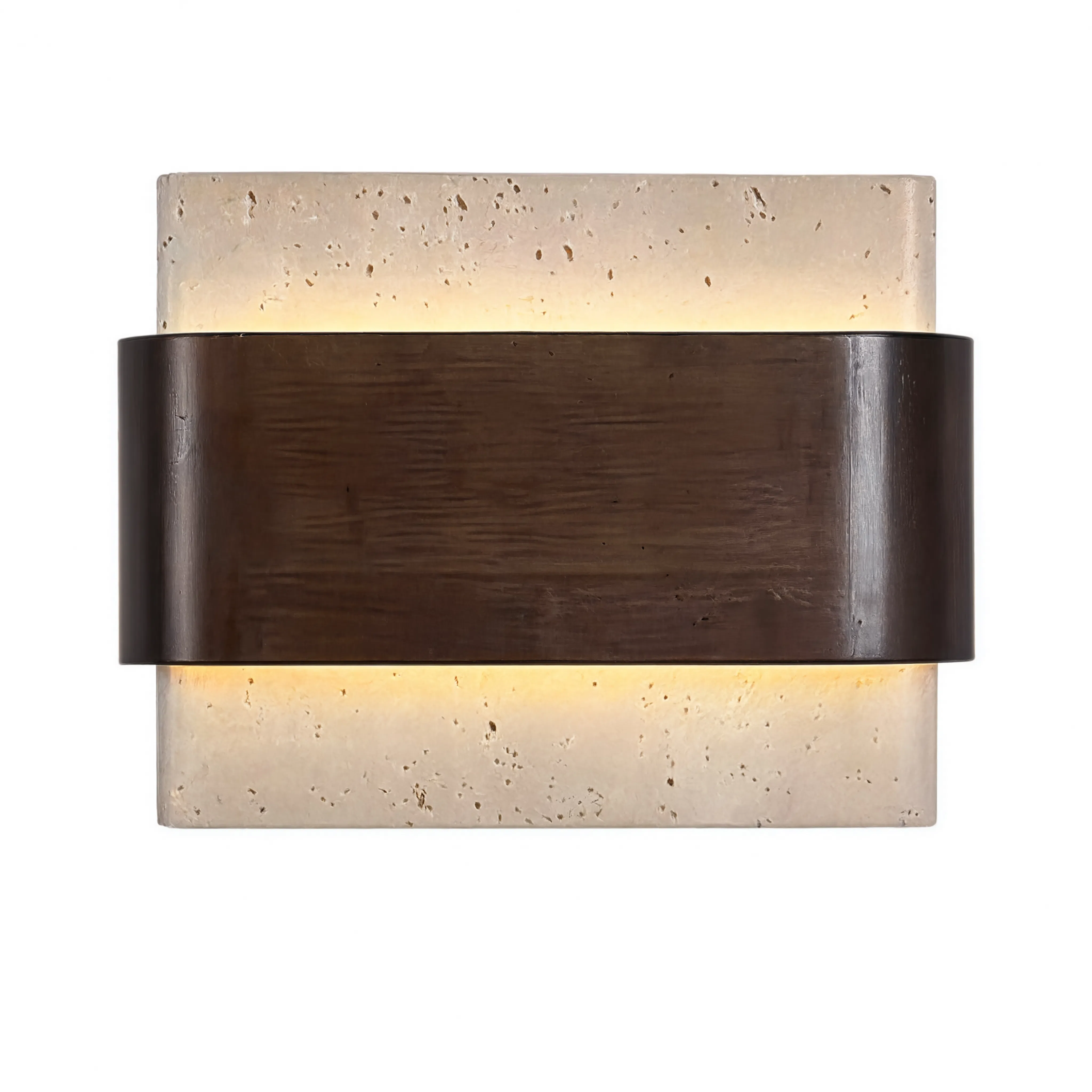 MARGAUX | Applique murale rectangle en travertin et bois